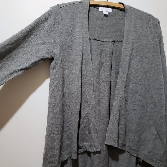2/$20 New York & Company charcoal grey Cardigan womens size S open waterfall - Picture 3 of 10